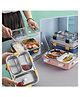 Sanjary Stainless Steel Bento Lunch Box 3 Compartment Leakproof Food Container with Lid Portable School Meal Storage Box for Kids Adults Use color design may vary