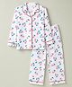 Primo Geno 100% Cotton Knit Full Sleeves Co-Ords Shirt & Pyjama Night Suit with Cherry Print - White