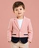 Spool Junior Cotton Knit Full Sleeves Colour Blocked Blazer With Tee - Pink
