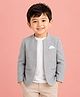 Spool Junior Cotton Knit Full Sleeves Solid Blazer With Tee - Grey