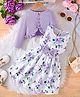 Bolly Lounge Cotton Woven Bow Applique Detailed Floral Printed Dress With Full Sleeves Shrug - Lavender
