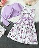 Bolly Lounge Cotton Blend Woven Sleeveless Floral Printed Dress With Shrug - Lavender