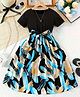 Bolly Lounge Cotton Blend Knit Half Sleeves Abstract Printed Dress - Black