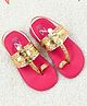 The Madras Trunk Metallic Finish Colour Blocked Slingback Kolhapuri Sandals - Pink & Gold