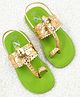 The Madras Trunk Metallic Finish Colour Blocked Slingback Kolhapuri Sandals - Green & Gold