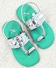 The Madras Trunk Colour Blocked Slingback Kolhapuri Sandals - Mint & Silver
