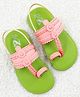 The Madras Trunk Colour Blocked Slingback Kolhapuri Sandals - Green & Peach