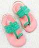 The Madras Trunk Colour Blocked Slingback Kolhapuri Sandals - Peach & Mint
