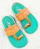 The Madras Trunk Colour Blocked Slingback Kolhapuri Sandals - Mint & Orange