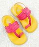 The Madras Trunk Colour Blocked Slingback Kolhapuri Sandals - Yellow & Pink