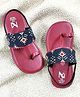 The Madras Trunk Geometric Printed Kolhapuri Sandals - Maroon & Black