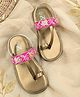 The Madras Trunk Floral Embroidered Kolhapuri Sandals - Antique & Pink
