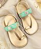 The Madras Trunk Floral Embroidered Kolhapuri Sandals - Gold & Mint