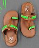 The Madras Trunk Colour Blocked Braid Detailed Slingback Kolhapuri Sandals - Tan & Green