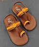 The Madras Trunk Colour Blocked Braid Detailed Slingback Kolhapuri Sandals - Tan & Orange