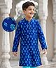 EARTHY TOUCH 100% Cotton Knit Full Sleeves Floral Printed Kurta - Blue