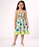 Lil' Drama Viscose Rayon Knit Sleeveless Floral Printed Dress - White