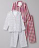 Primo Gino 100% Cotton Knit Full Sleeves Co-Ords Shirt & Pyjama Night Suit with Polka Dots & Striped Print Pack Of 2 - White & Pink