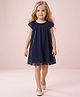 Creative Kids Georgette Woven Cap Sleeves Swiss Dots Printed Dress - Navy Blue