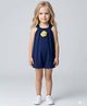 Creative Kids Georgette Woven Sleeveless Floral Applique Detailed Dress - Navy Blue
