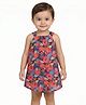Creative Kids Georgette Woven Sleeveless Lemon Printed Dress - Pink & Blue