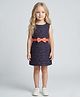 Creative Kids Cotton Woven Sleeveless Bow Applique Detailed Striped Dress - Black & Red