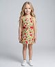 Creative Kids Cotton Woven Sleeveless Floral Printed & Bow Applique Detailed Dress - Red