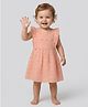 Creative Kids Cotton Woven Frill Sleeves Schiffli Embroidered  Dress - Cream