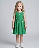 Creative Kids Cotton Woven Sleeveless Floral Embroidered Dress - Green