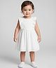Creative Kids Cotton Woven Frill Sleeves Schiffli Embroidered Dress - White