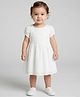 Creative Kids Cotton Woven Puffed Sleeves Schiffli Embroidered Dress - White