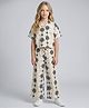 Creative Kids Cotton Woven Half Sleeves Floral Printed Coordinating Shirt & Trouser Set - Beige & Black
