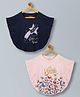 Plum Tree Cotton Knit Pack Of 2 Half Sleeves Shine Like Star Of The Show Text & Butterfly Glitter Printed Poncho Tops - Navy Blue & Pink