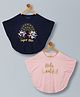 Plum Tree Cotton Knit Pack Of 2 Half Sleeves Hola Beautiful & Superstar Text Glitter Printed Poncho Tops - Pink & Navy Blue