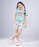 Plum Tree 100% Cotton Knit Half Sleeves Watermelon Printed Tee & Shorts Set - Aqua & Grey