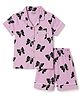 Primo Gino Cotton Knit Half Sleeves Shirt & Shorts Night Suit With Butterfly Print - Lavender