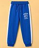 Honeyhap Premium 100% Cotton Looper Knit Varsity Printed Lounge Pant with Tape Detail - Royal Blue