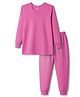 Bodycare Cotton Knit Full Sleeves Striped Vest & Pant Thermal Wear Set - Fuchsia