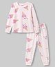 Primo Gino Cotton Knit Full Sleeves Co-Ords T-Shirt & Pajama Night Suit With Icecream Print - Pink
