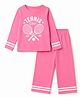 Primo Gino 100% Cotton Knit Full Sleeves T-Shirt & Pyjama Night Suit with Tennis Print - Dark Pink