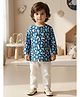 LIL PITAARA Cotton Knit Full Sleeves Space Theme Printed Kurta & Pajama Night Suit - Blue