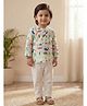 LIL PITAARA Cotton Knit Full Sleeves Sea Life Theme Printed Kurta & Pajama Night Suit - White