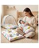 StarAndDaisy Baby Carry Nest Combo Set for 0 to 12 Months Baby Lounger Bedding Nest and Mosquito Net Portable and Foldable Infant Bed Set Soft Mattress with Cushions ocean Print
