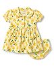 CUCUMBER Sinker Knit Half Sleeves  Lemon Printed Frocks with Bloomer -  Light Yellow