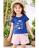 Nottie Planet Cotton Knit Half Sleeves Fishes Printed Top & Shorts Set - Blue