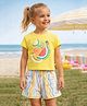 Nottie Planet Cotton Knit Half Sleeves Fruits Printed Top & Shorts Set - Yellow