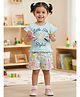 Nottie Planet Cotton Knit Half Sleeves Fishes Printed Top & Shorts Set - Green