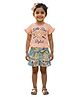 Nottie Planet Cotton Knit Sleeveless Star Printed Top & Shorts Set - Peach