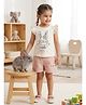 Nottie Planet Cotton Knit Sleeveless Bunny Printed Top & Shorts Set - Light Pink