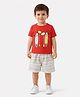 Nottie Planet Cotton Knit Half Sleeves Surfing Board Printed Tee & Shorts Set - Red